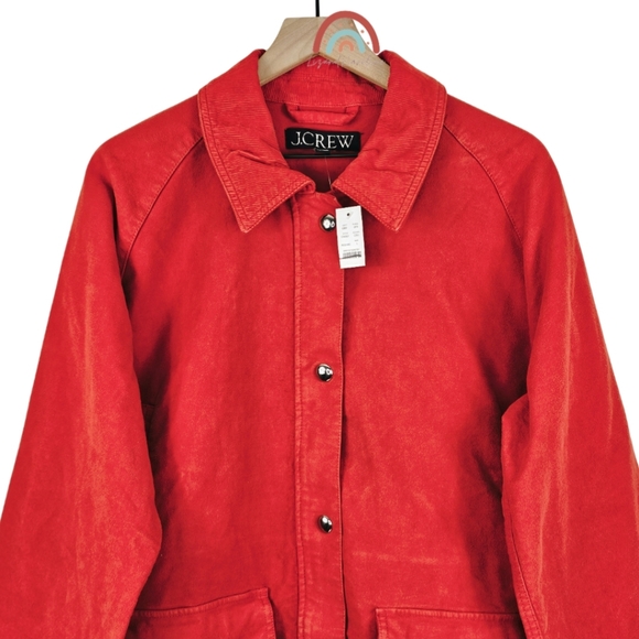 New! J. Crew Broken-in Barn Jacket in Brushed Chino Crisp Scarlet - Picture 5 of 14